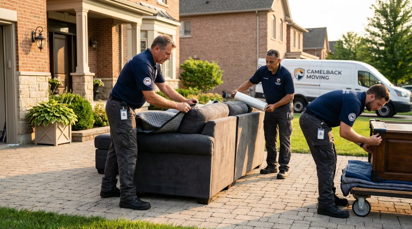 Large estate moving crew wrapping furniture in Bethel, AK