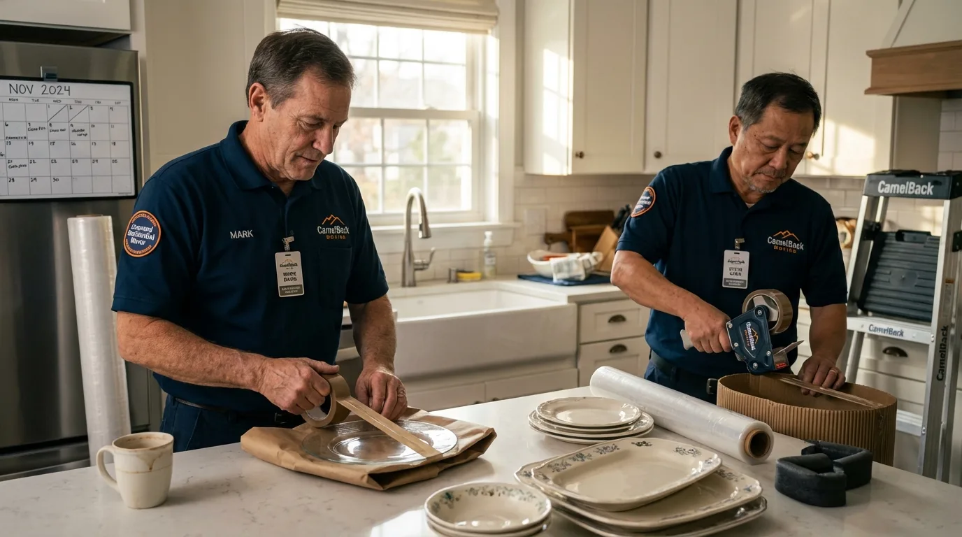 Professional crew packing kitchen dishware in Bethel, AK